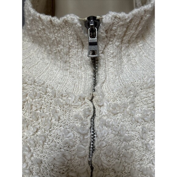 Free People Size XS Marshmallow Stripe Sweater Cream Deep Pile Rainbow Sleeve - Picture 11 of 16